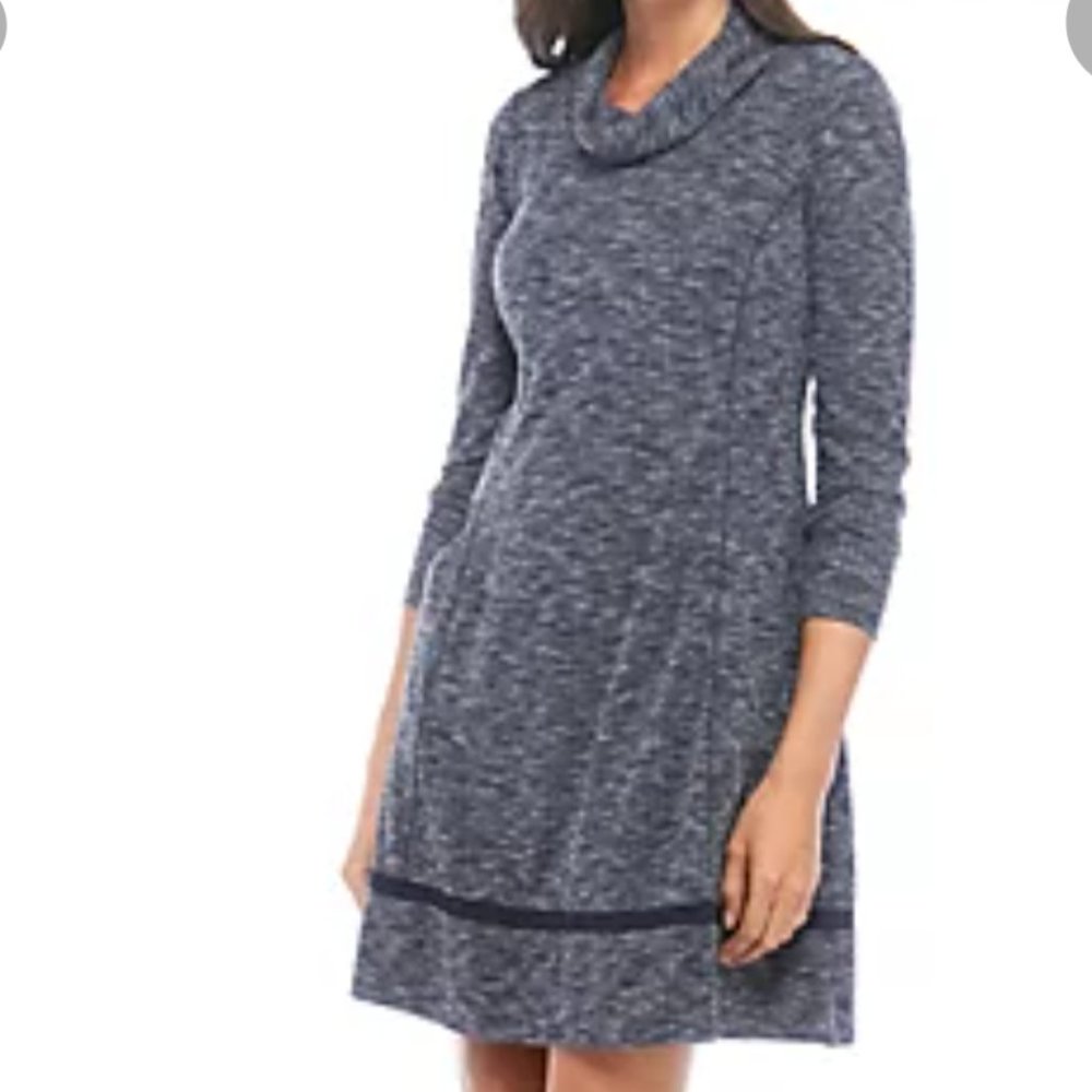 Chris Mclaughlin Long Sleeve Heather Rib Cowl Neck Dress Size 12
